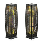 Solar-Powered Wicker Outdoor Floor Lamps with Warm LED Light (Set of 2)