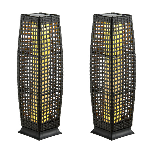 Solar-Powered Wicker Outdoor Floor Lamps with Warm LED Light (Set of 2) - Image 3
