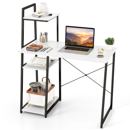 Space-Saving Computer Desk with Shelves and Host Stand - Image 17