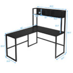 Space-Saving L-Shaped Corner Desk with Hutch and Footrest Bars