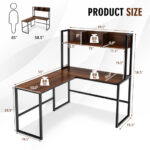 Space-Saving L-Shaped Corner Desk with Hutch and Footrest Bars