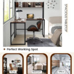 Space-Saving L-Shaped Corner Desk with Hutch and Footrest Bars
