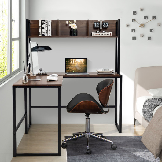 Space-Saving L-Shaped Corner Desk with Hutch and Footrest Bars - Image 20