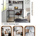 Space-Saving L-Shaped Corner Desk with Hutch and Footrest Bars