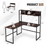 Space-Saving L-Shaped Corner Desk with Hutch and Footrest Bars