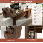 Space-Saving L-Shaped Desk with Drawers, Keyboard Tray, and Cabinet