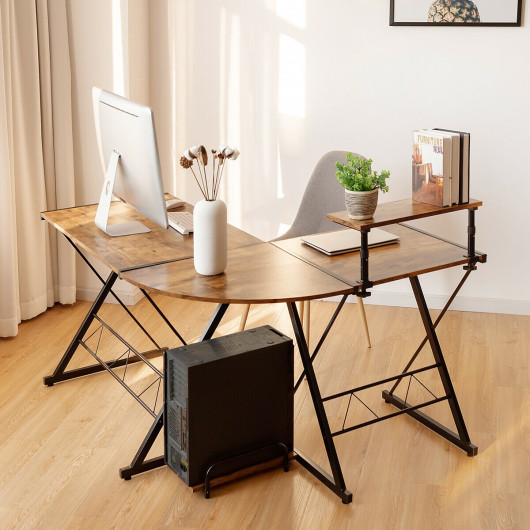 Space-Saving Reversible L-Shaped Desk with Shelf and CPU Stand - Image 13