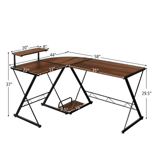 Space-Saving Reversible L-Shaped Desk with Shelf and CPU Stand - Image 18