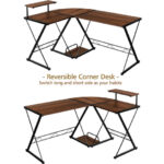 Space-Saving Reversible L-Shaped Desk with Shelf and CPU Stand
