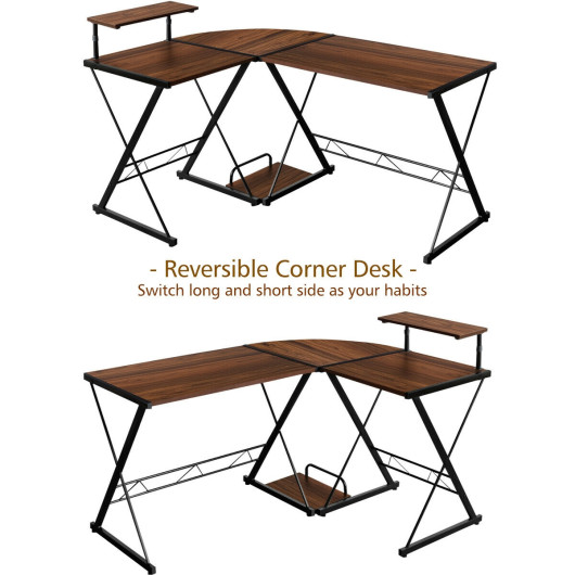 Space-Saving Reversible L-Shaped Desk with Shelf and CPU Stand - Image 19