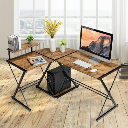 Space-Saving Reversible L-Shaped Desk with Shelf and CPU Stand - Image 8