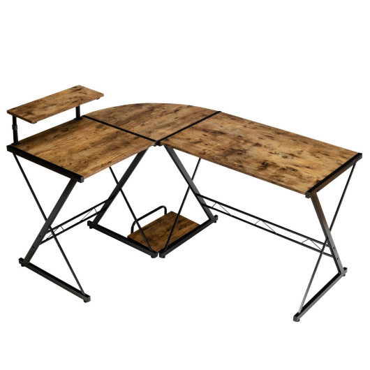 Space-Saving Reversible L-Shaped Desk with Shelf and CPU Stand - Image 10