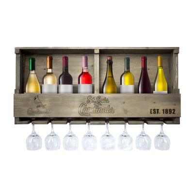 St Louis Cardinals Reclaimed Wood Bar Shelf Holds 8 Bottles
