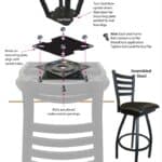 36-Inch Stainless Steel Swivel Bar Stool with Breeze Graphite 2.5-Inch Cushion Seat, Cross Back, and Single-Ring Base