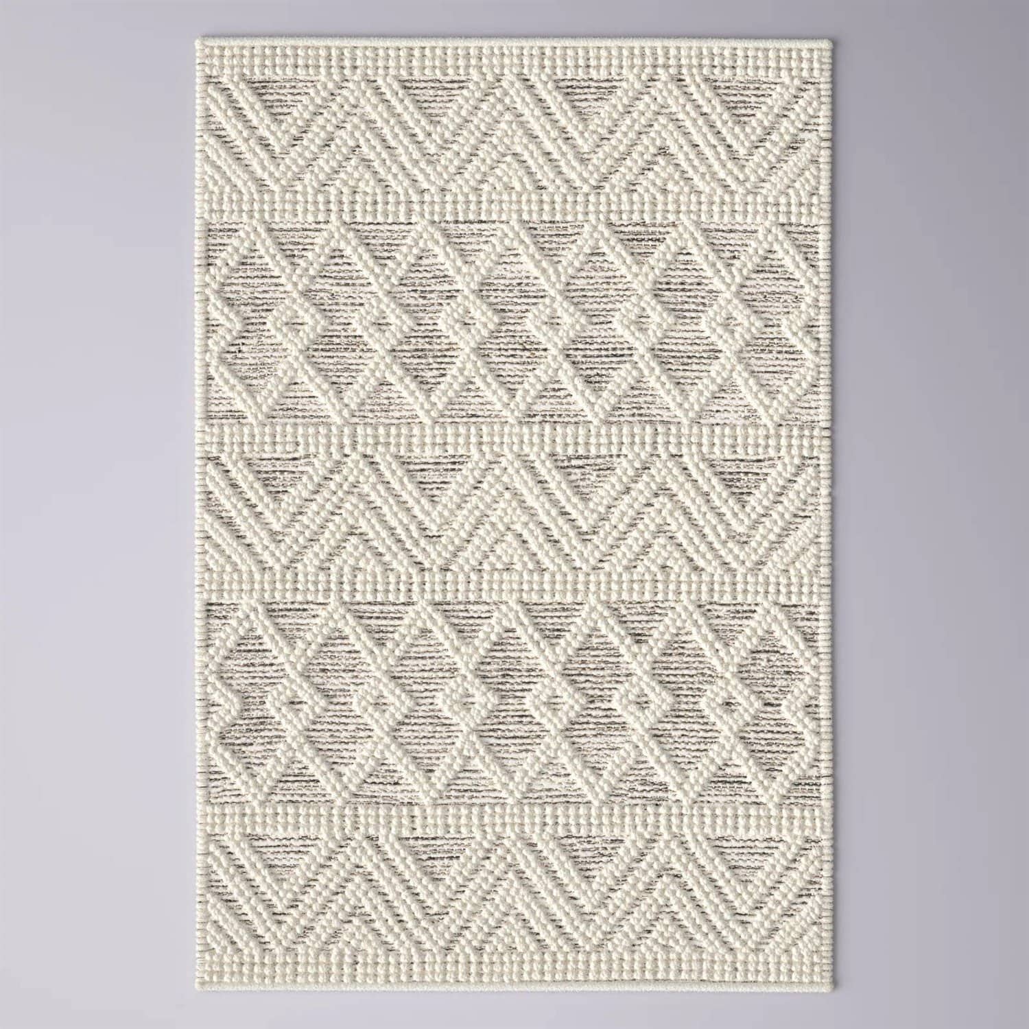 Hand Woven Wool Blend Grey Beige Persian Style Area Rug
