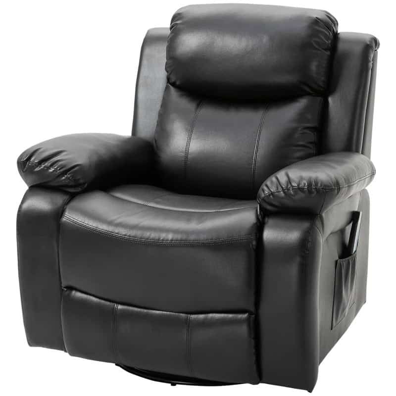 Adjustable Black Faux Leather Massage Recliner Chair with Footrest