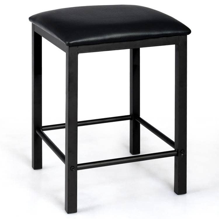Modern Faux Marble Table and Black Stools Dining Set (3-Piece) - Image 3