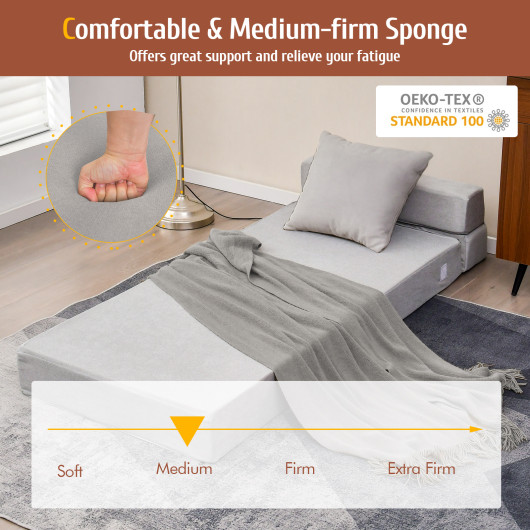 Tri Fold Convertible Chair Sofa Bed with Removable Cover - Image 13