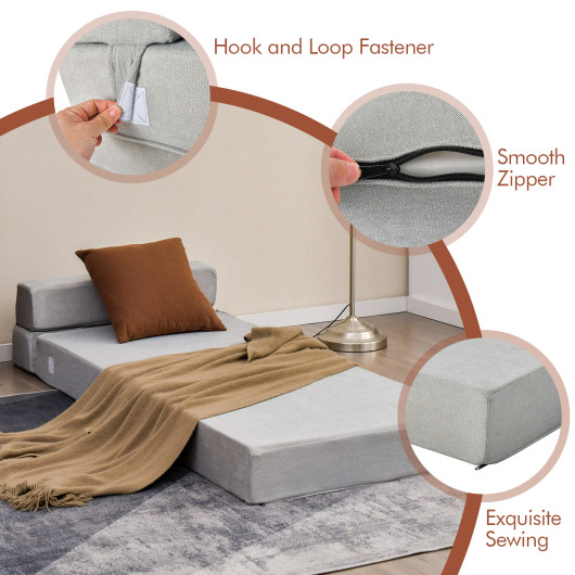 Tri Fold Convertible Chair Sofa Bed with Removable Cover - Image 14