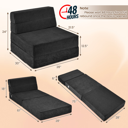 Tri Fold Convertible Chair Sofa Bed with Removable Cover - Image 18