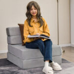 Tri Fold Convertible Chair Sofa Bed with Removable Cover
