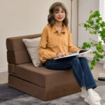 Tri Fold Convertible Chair Sofa Bed with Removable Cover