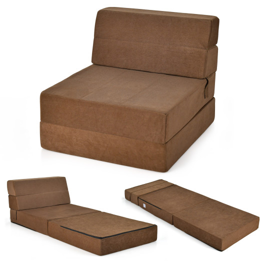 Tri Fold Convertible Chair Sofa Bed with Removable Cover - Image 2