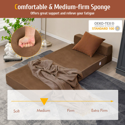 Tri Fold Convertible Chair Sofa Bed with Removable Cover - Image 6