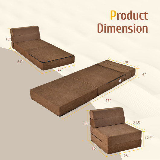 Tri Fold Convertible Chair Sofa Bed with Removable Cover - Image 3