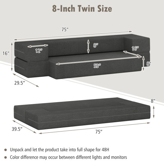 Convertible Folding Sofa Bed with Washable Cover Space-Saving Design