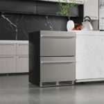 Under Counter Dual Drawer Fridge with Adjustable Temperature Silver