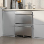Under Counter Dual Drawer Fridge with Adjustable Temperature Silver
