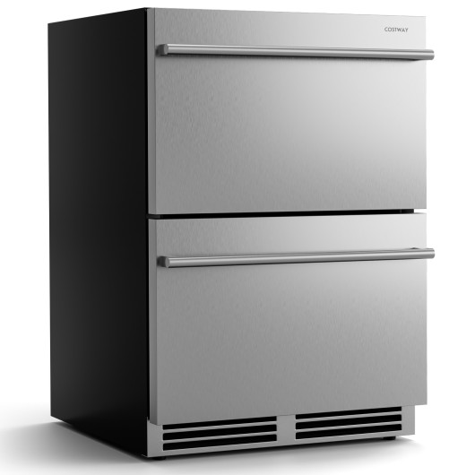 Under Counter Dual Drawer Fridge with Adjustable Temperature Silver - Image 3