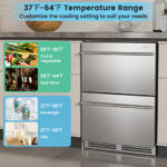Under Counter Dual Drawer Fridge with Adjustable Temperature Silver