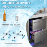 Under Counter Dual Drawer Fridge with Adjustable Temperature Silver