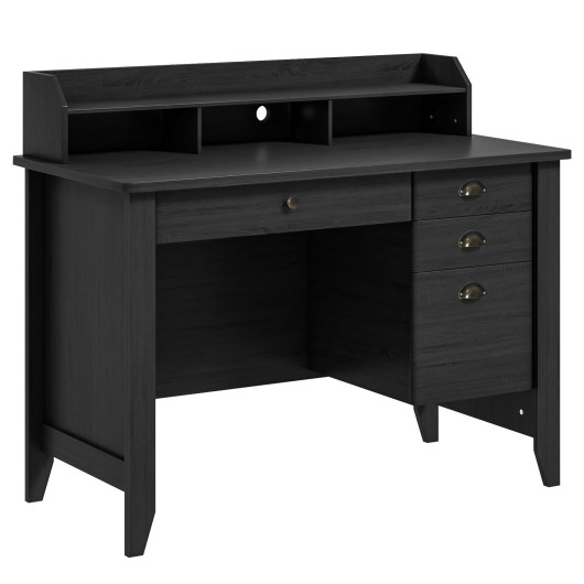 Vintage Computer Desk with Storage Shelves and Drawers for Home