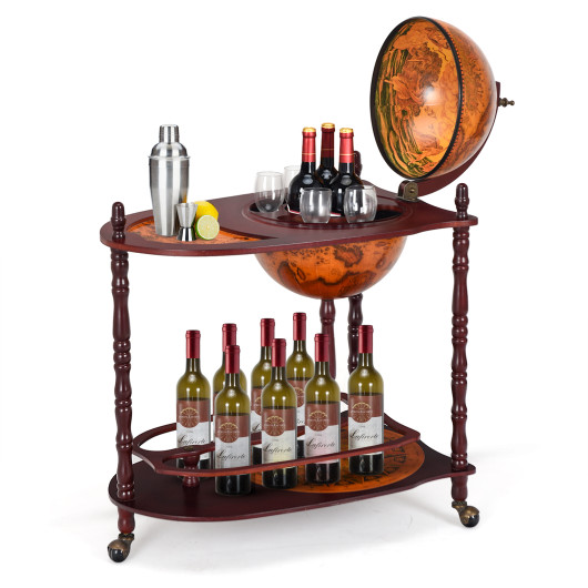 Vintage Globe Bar Cart with Shelf and Casters for Storage - Image 3