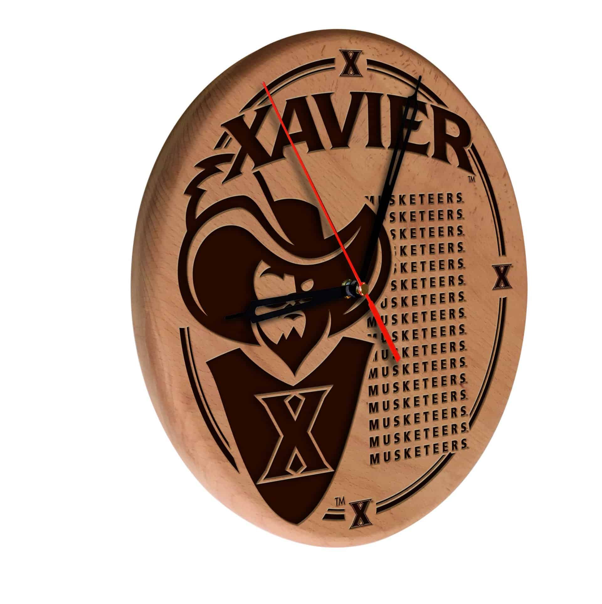 Xavier 13-Inch Solid Wood Engraved Clock in Natural