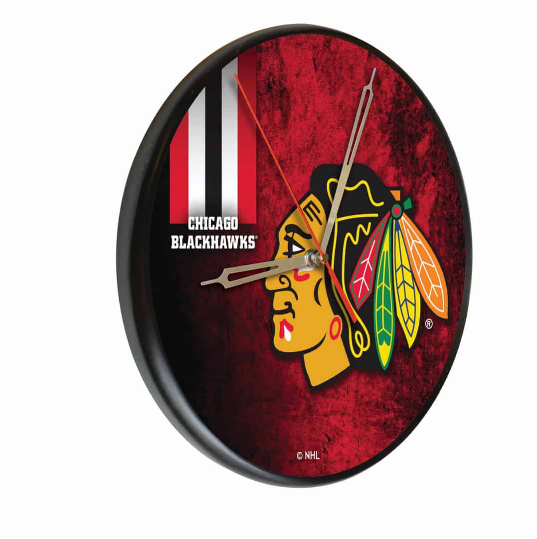 Chicago Blackhawks 13-Inch Solid Wood Clock in Black (Alternate)