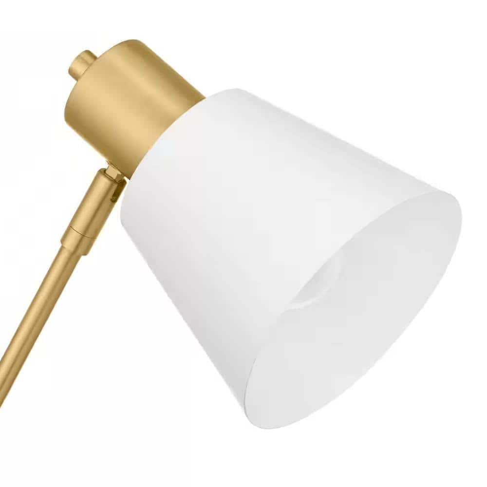 Modern Gold Metal Table Lamp with White Shade for Desks