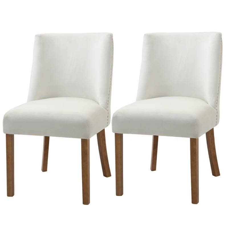 Modern Nailhead Upholstered Dining Chairs with High Back (Set of 2)
