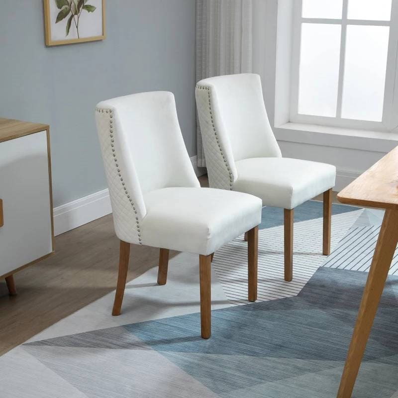 Modern Nailhead Upholstered Dining Chairs with High Back (Set of 2)
