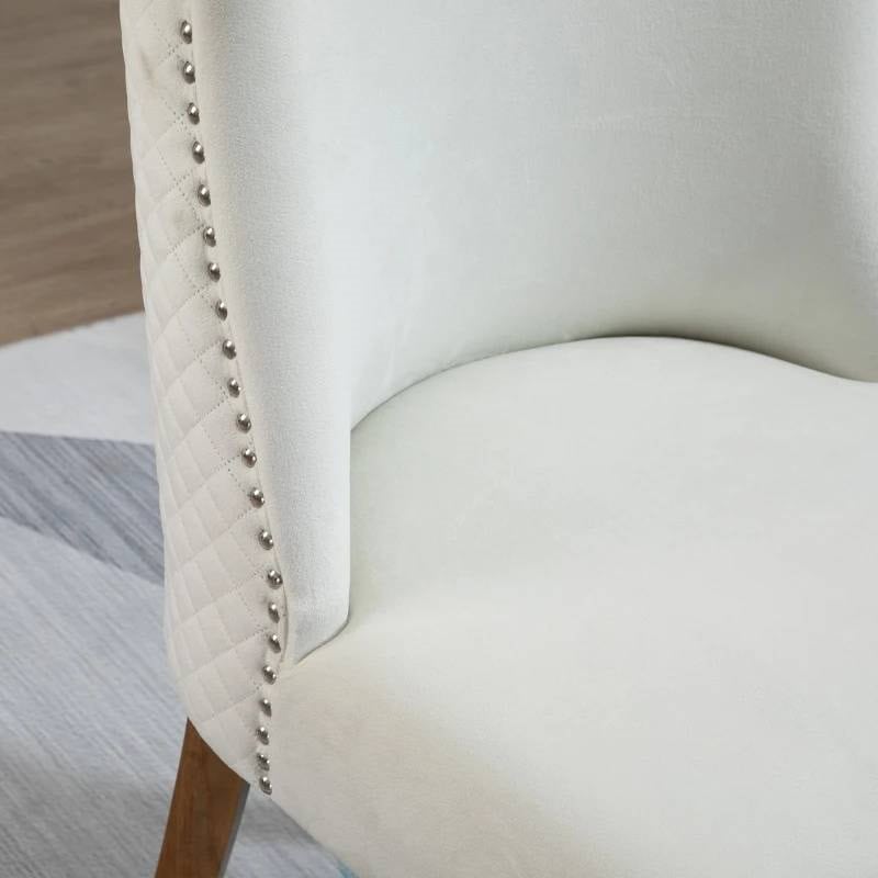 Modern Nailhead Upholstered Dining Chairs with High Back (Set of 2)