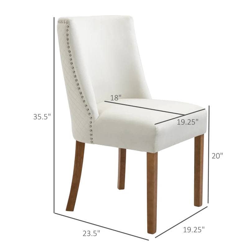 Modern Nailhead Upholstered Dining Chairs with High Back (Set of 2)