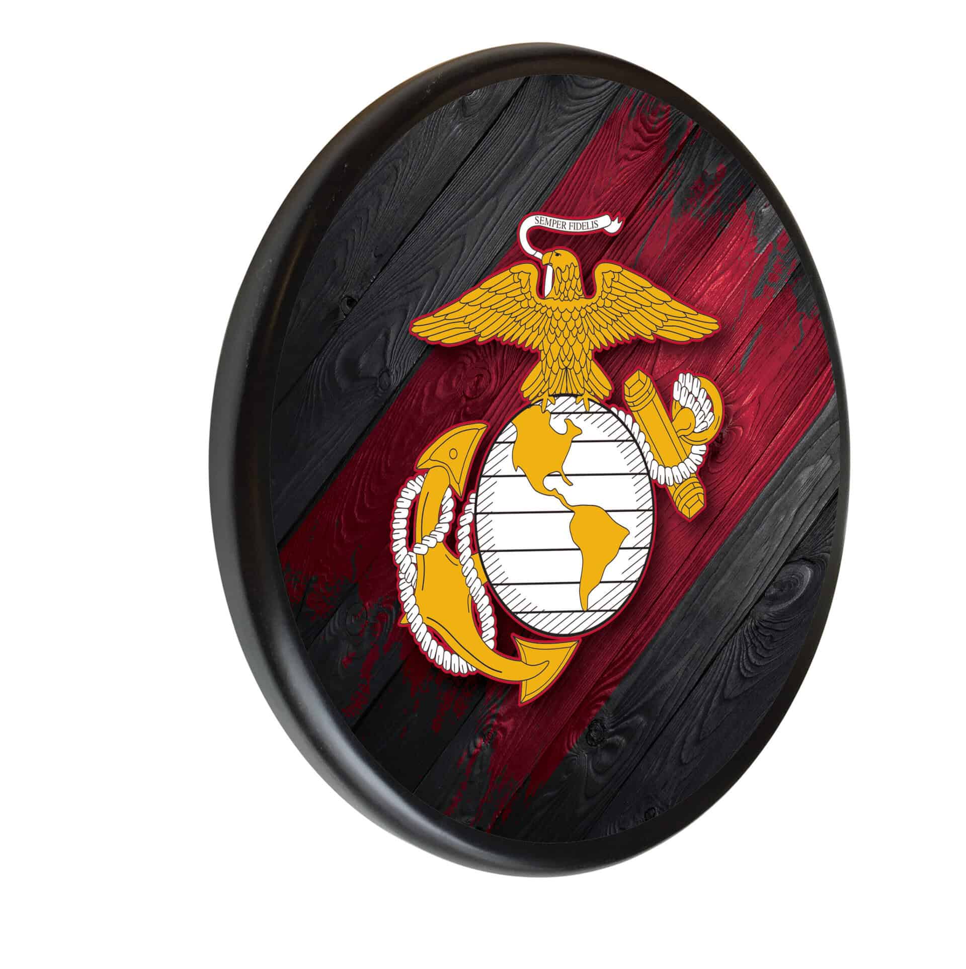 United States Marine Corps (Red/Yellow) Black Digitally Printed Wood Sign Wall Art