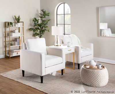 Wendy Contemporary Cream Fabric Armchair with Black Wood Legs