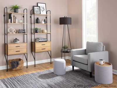 Wendy Contemporary Grey Fabric Armchair Black Wood Legs
