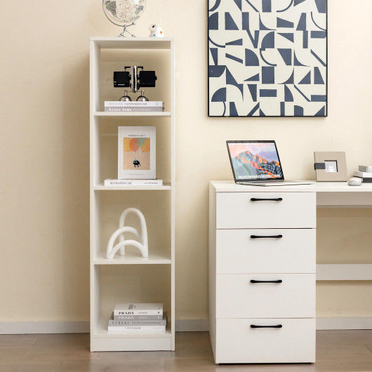 Slim 5-Tier 4-Cube Bookshelf with Anti-Tipping Kits White
