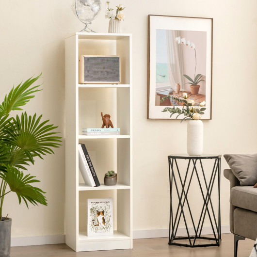 Slim 5-Tier 4-Cube Bookshelf with Anti-Tipping Kits White