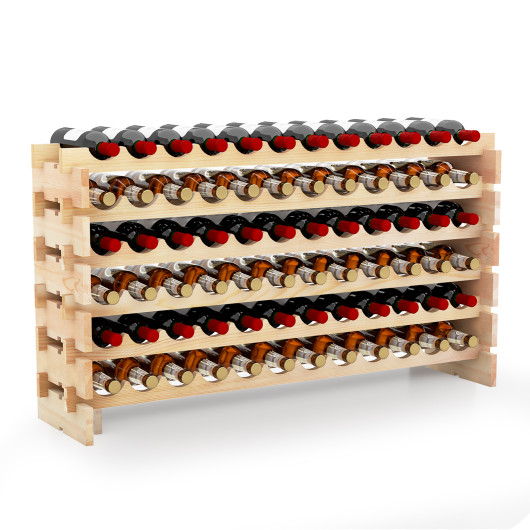 Stackable Wooden Wine Rack Holds 72 Bottles - Image 2